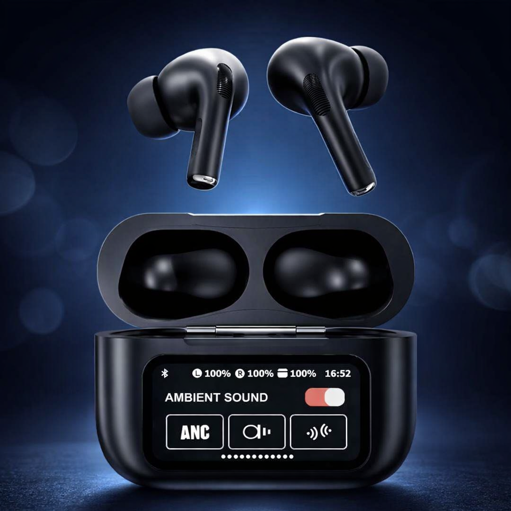 Airpods X Digital Touch Screen – Black Edition