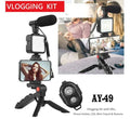 Ay-49 Video Making Kit Vlogging Tripod Triple Band Light With Bluetooth Remote