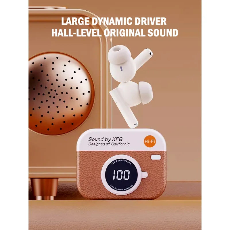 X73 TWS Wireless Earbuds Game Box Edition – Retro Camera Design | Bluetooth 5.4 | HD Sound | LED Display | ENC Mic | COD Pakistan