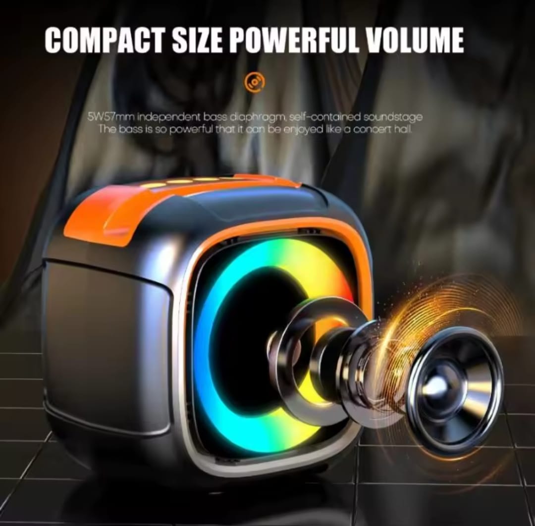S11 Mini Portable Bluetooth Speaker with Phone Holder, RGB Lights, Super Bass & 10-Hour Playtime – Compact Travel Wireless Speaker